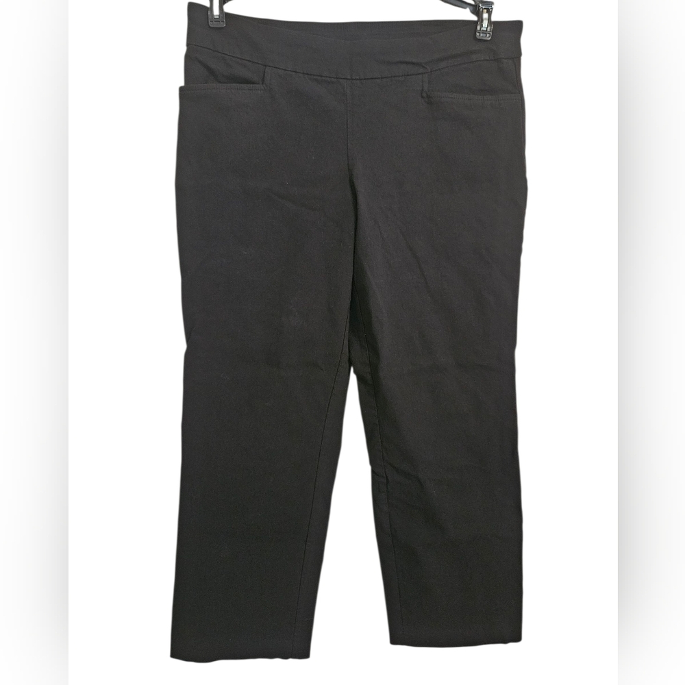 Time & Tru Womens Black Stretchy Pull On Dress Work Pants Size L Petite